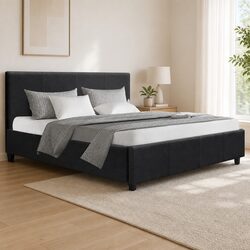 Reliable Charcoal Queen Bed Frame with Wood Slats
