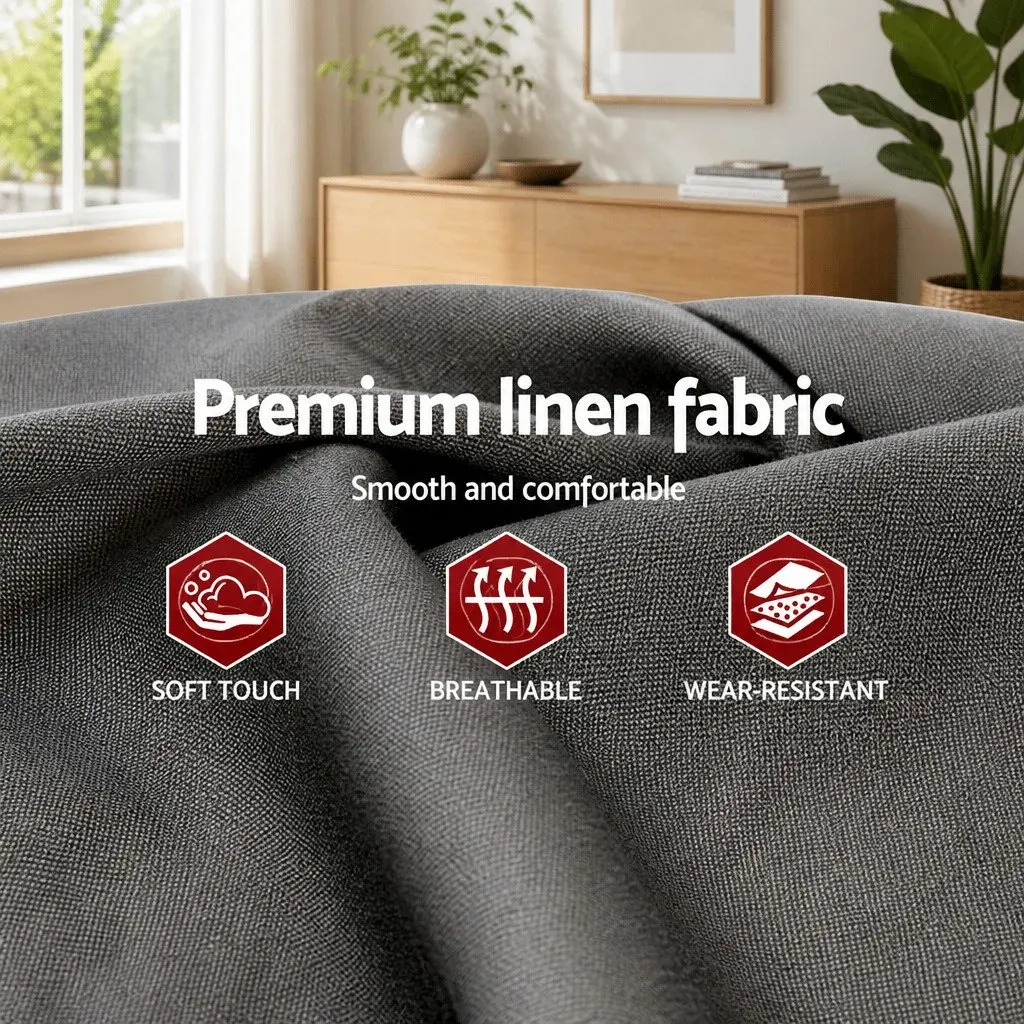 Double Bed Frame Gas Lift Storage Grey Upholstered Faux Linen Bedroom Furniture