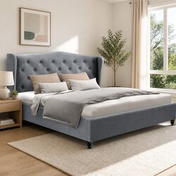 Reliable Grey Bed Frame with Headboard for Comfort