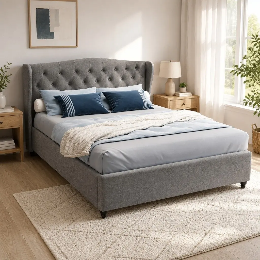 Queen Size Bed Frame in Grey