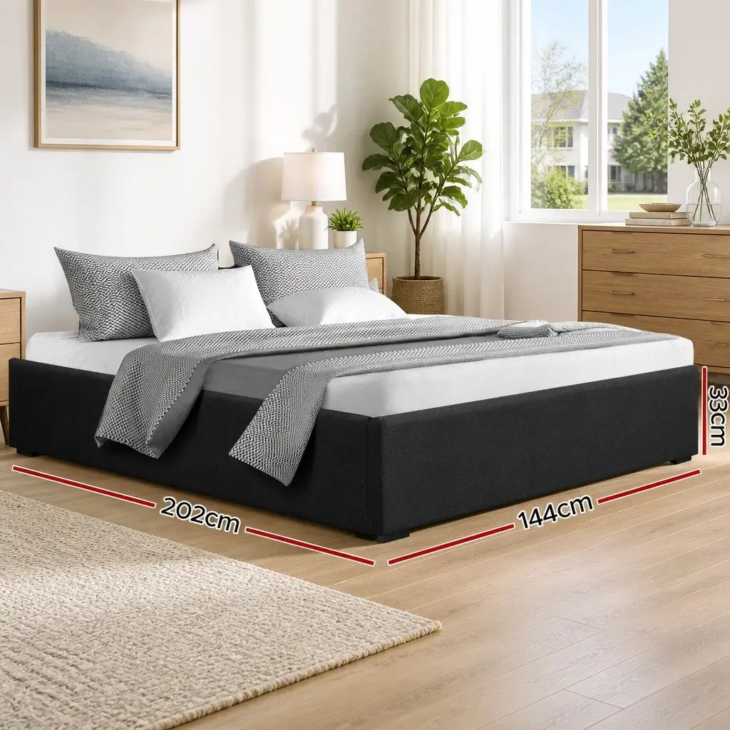 Double Gas Lift Bed Frame with Storage Base Double Size Charcoal