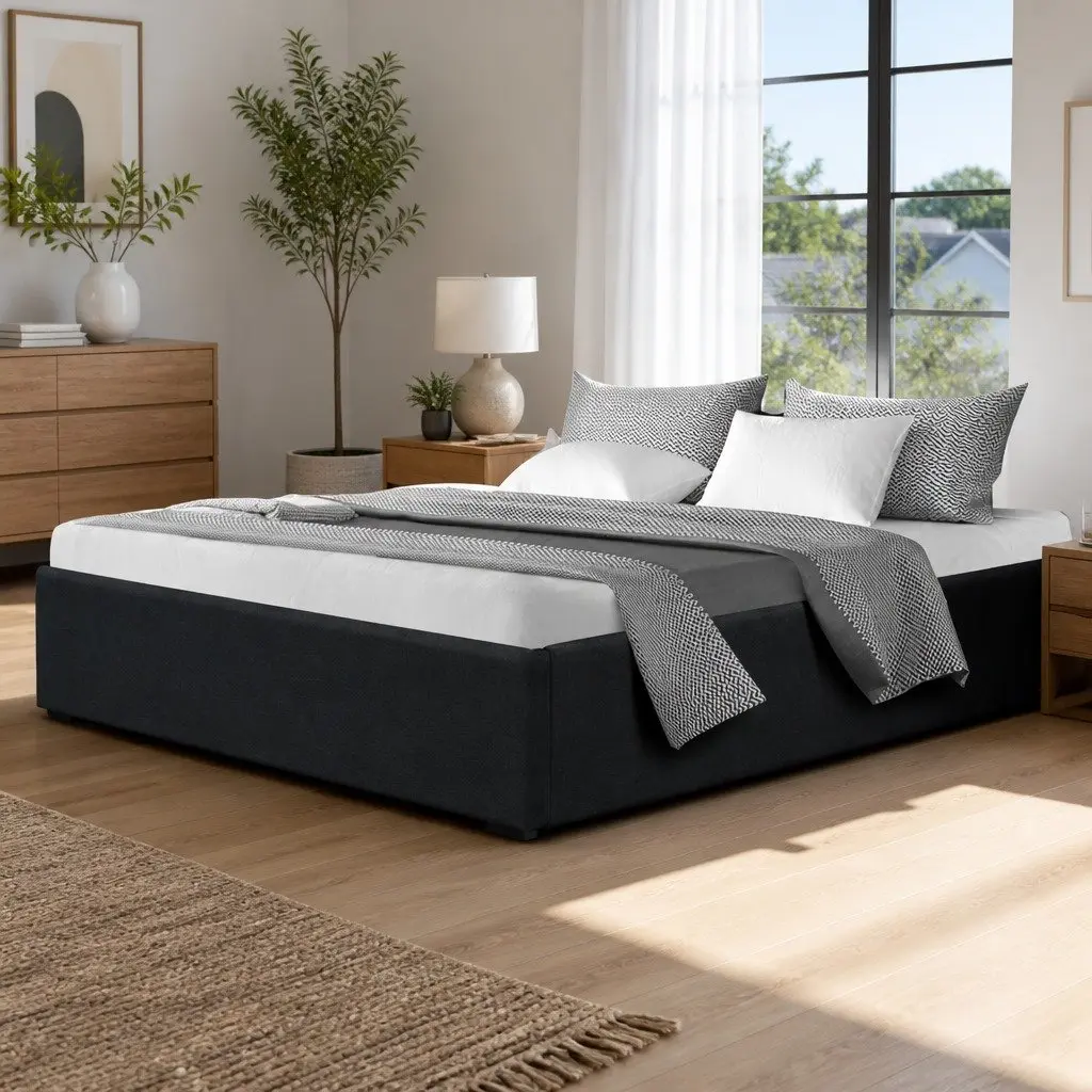 Double Gas Lift Bed Frame with Storage Base Double Size Charcoal