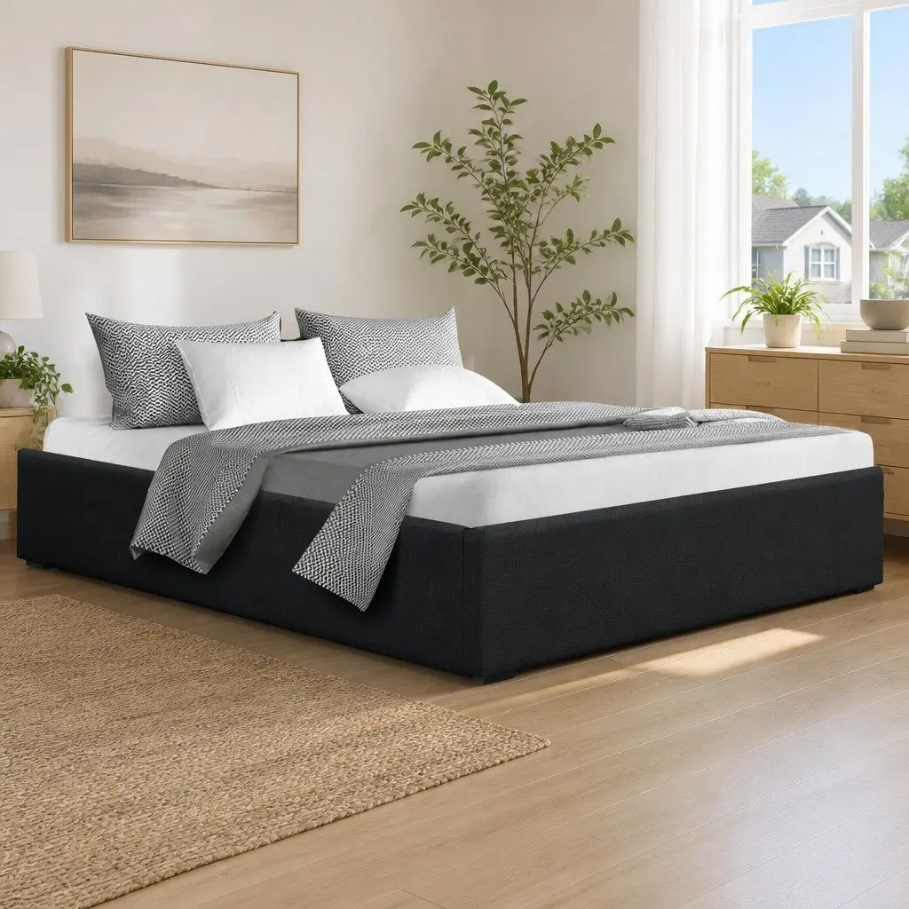 Double Gas Lift Bed Frame with Storage Base Double Size Charcoal