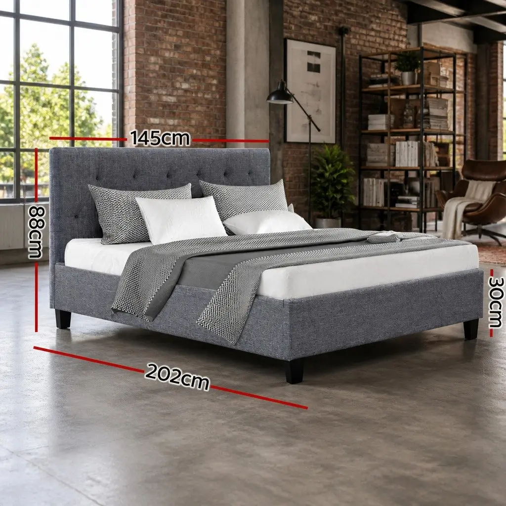 Grey Upholstered Double Bed Frame for Comfort