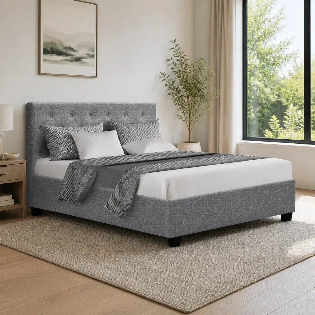 Grey Gas Lift Bed Frame with Underbed Storage