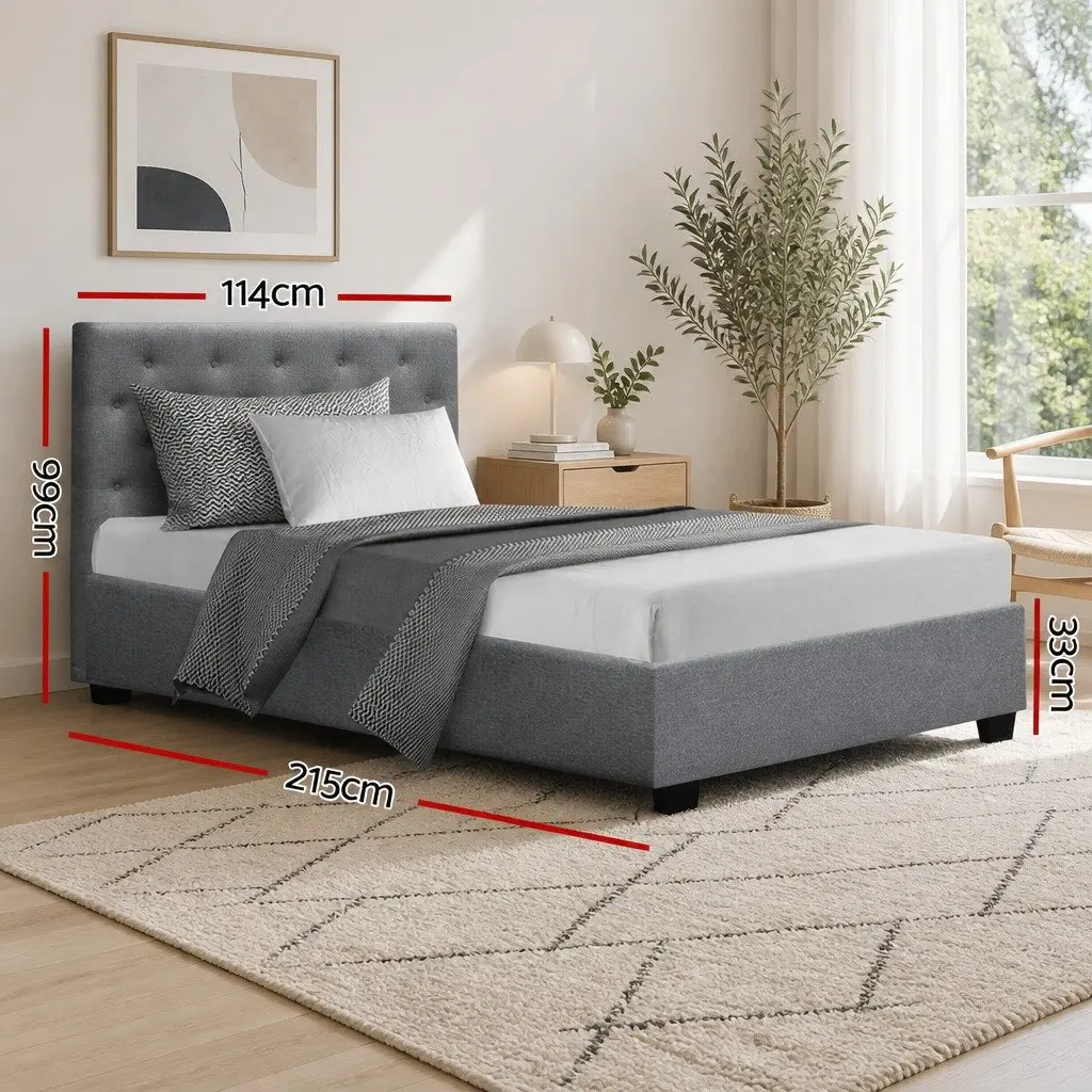 King Single Bed Frame with Tufted Headboard
