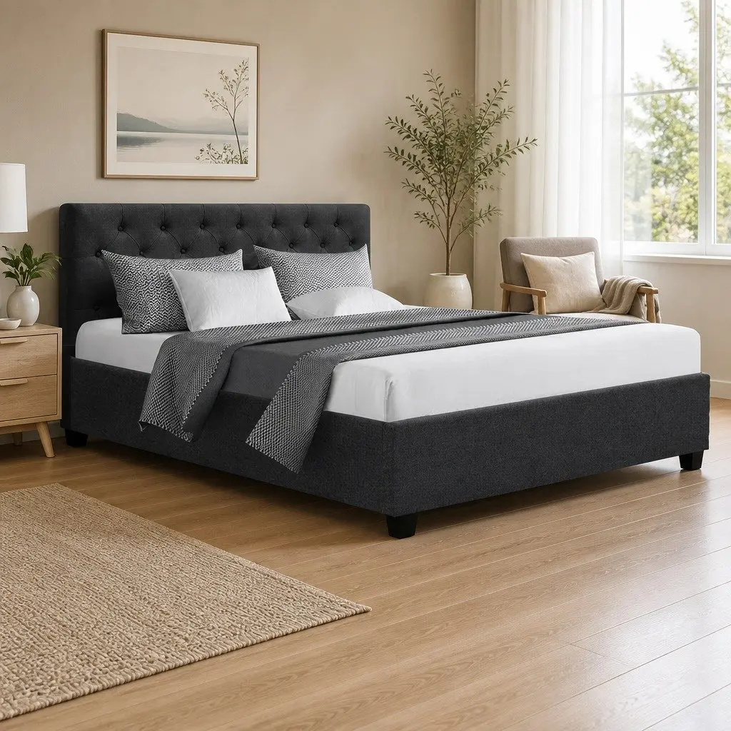 Queen Bed Frame with Gas Lift Storage Access