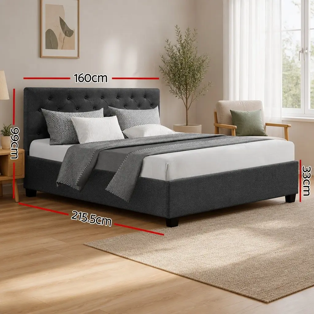 Queen Bed Frame with Gas Lift Storage Access