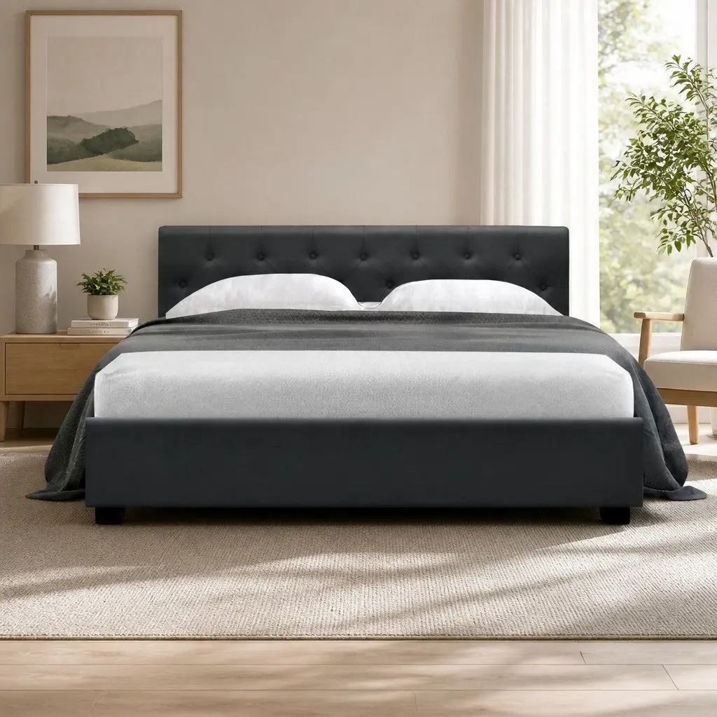 Queen Bed Frame with Gas Lift Storage Access