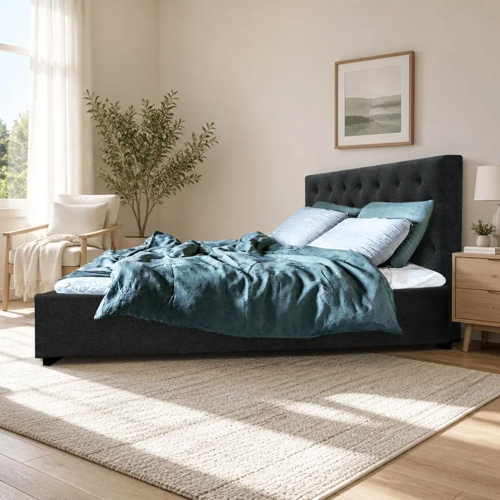 Queen Bed Frame with Gas Lift Storage Access