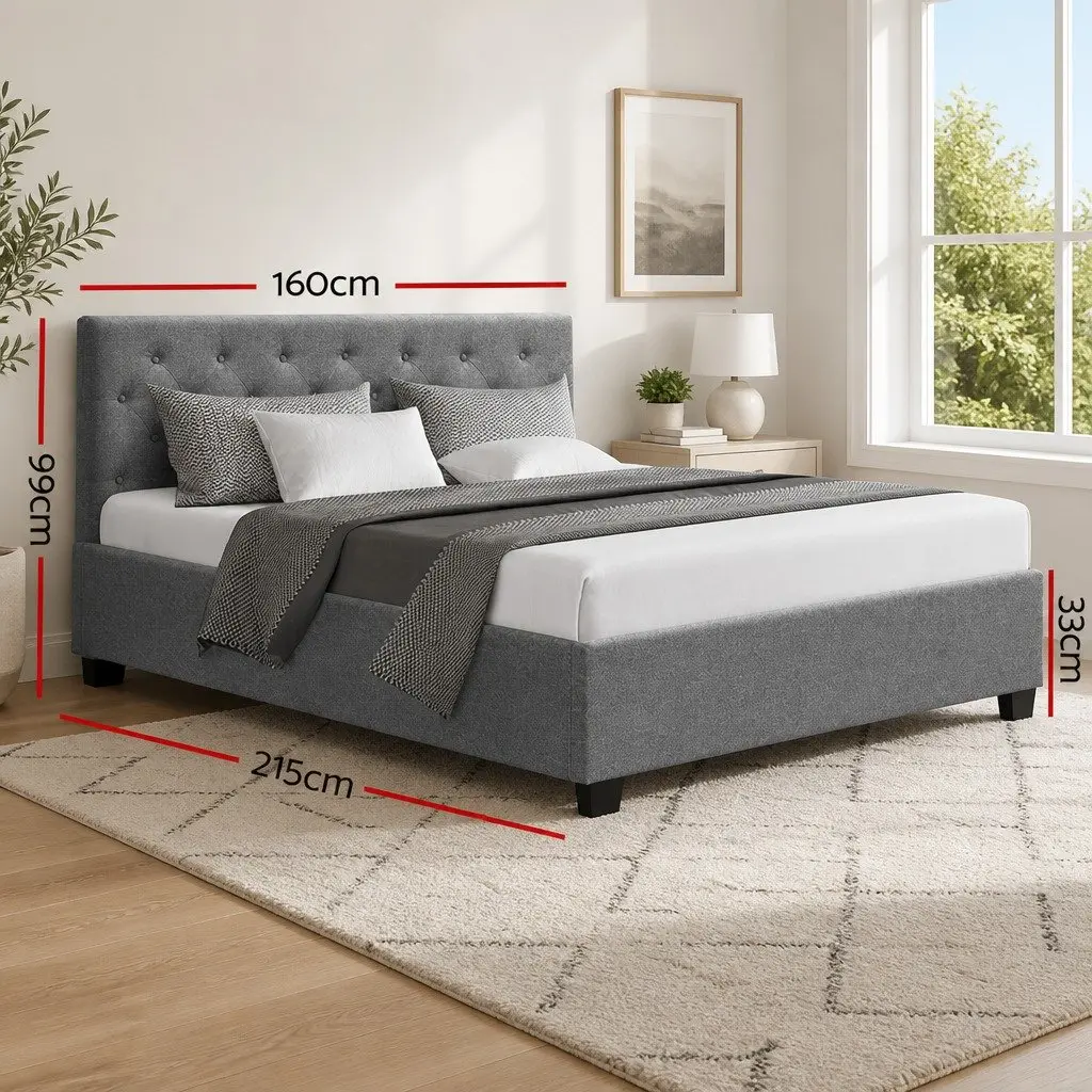 Queen Size Bed Frame with Hidden Storage Space