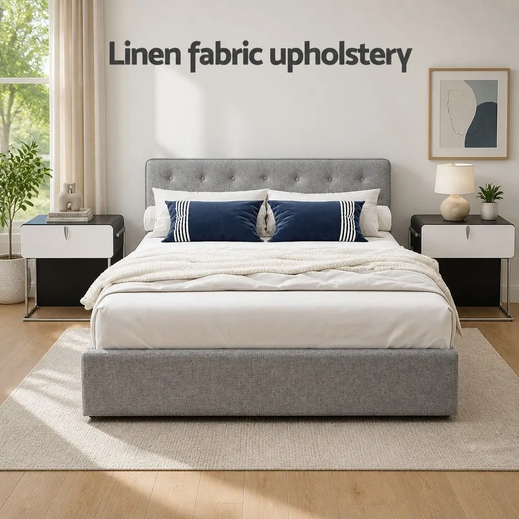 Queen Size Bed Frame with Hidden Storage Space