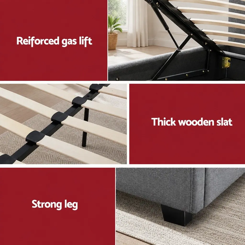 Queen Size Bed Frame with Hidden Storage Space