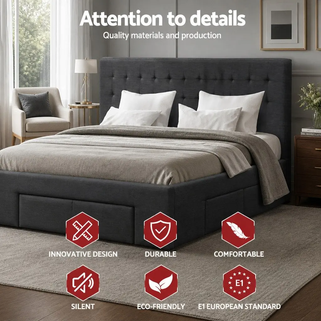 King Size Bed Frame with Storage Drawers Included