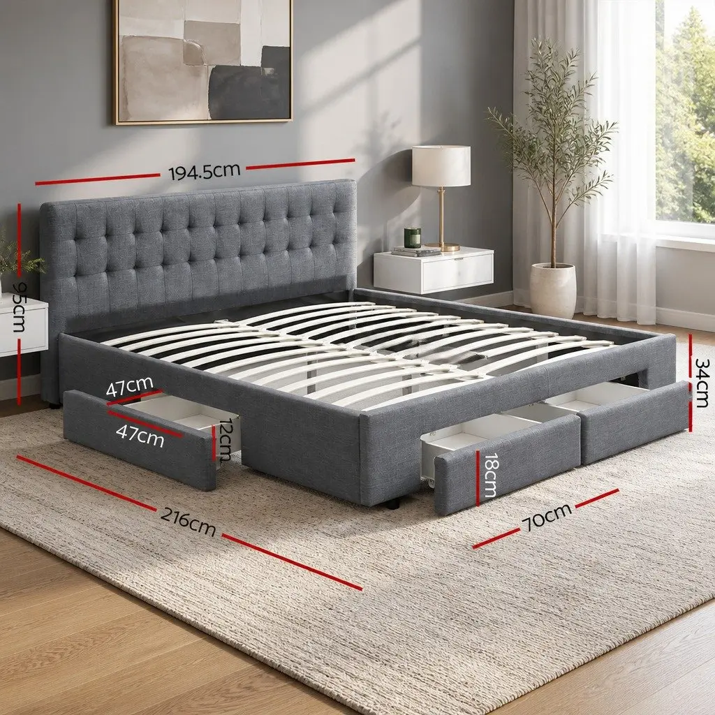 King Size Bed Frame with Storage Drawers