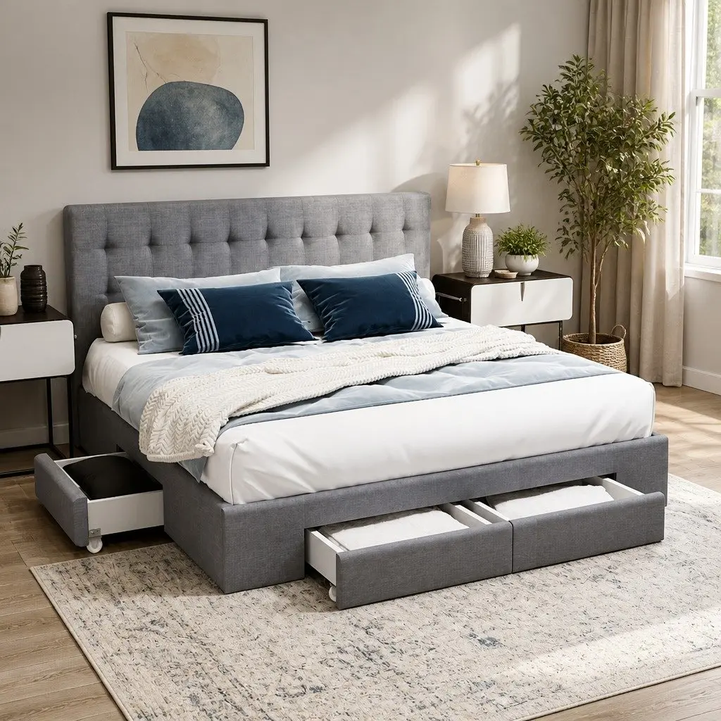 Queen Bed Frame with Ample Storage Space