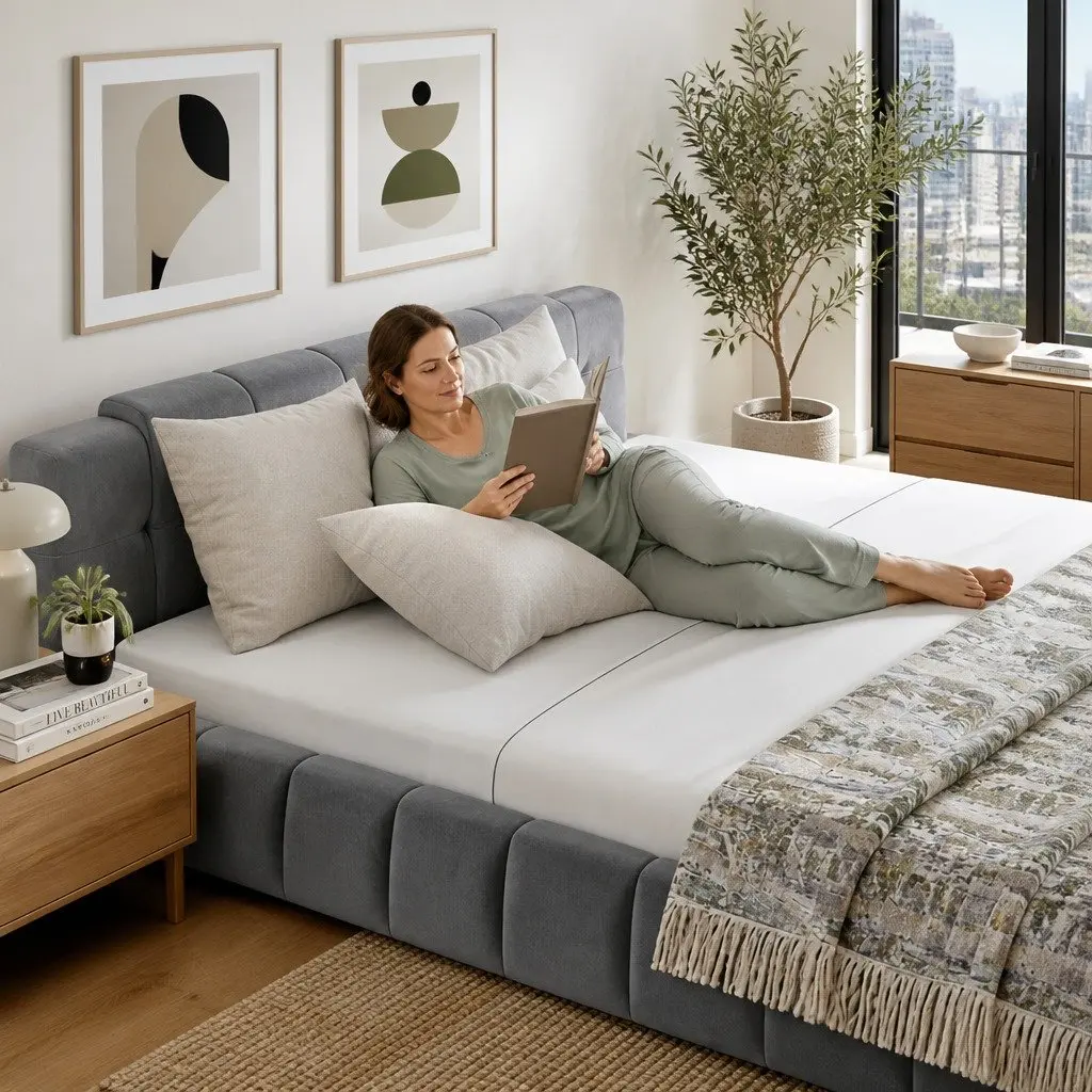 Queen Bed Frame with Velvet Comfort