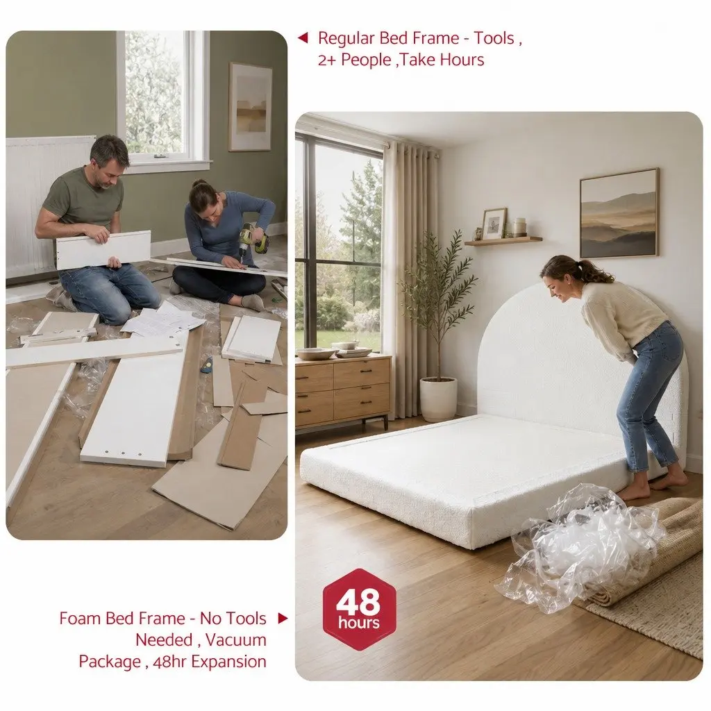 Queen Bed Frame Boucle Fabric Removable Washable 1705W x 2117L x 250H White