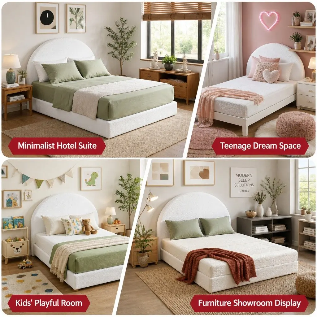 Queen Bed Frame Boucle Fabric Removable Washable 1705W x 2117L x 250H White