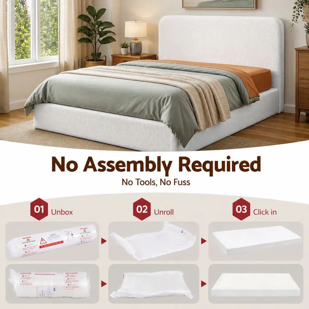 Queen Bed Frame with Washable Cover