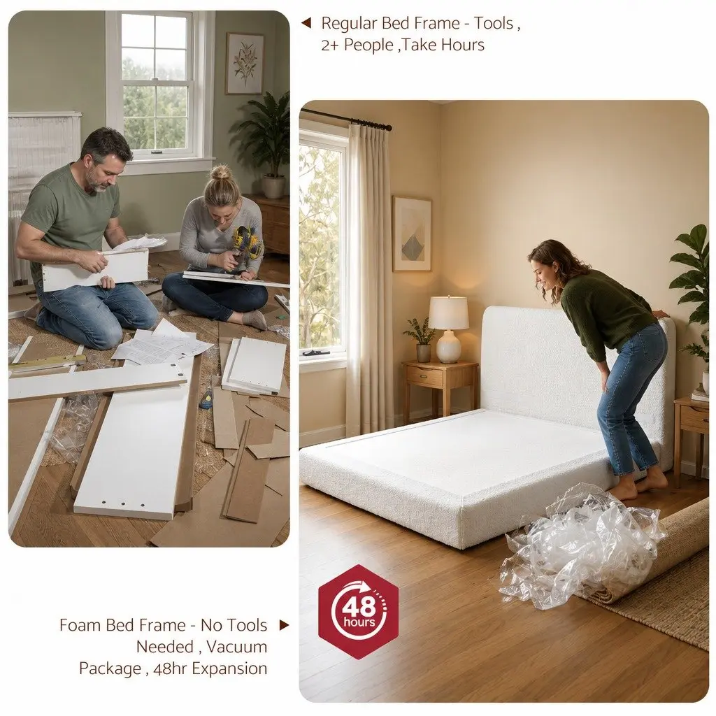 Queen Bed Frame with Washable Cover