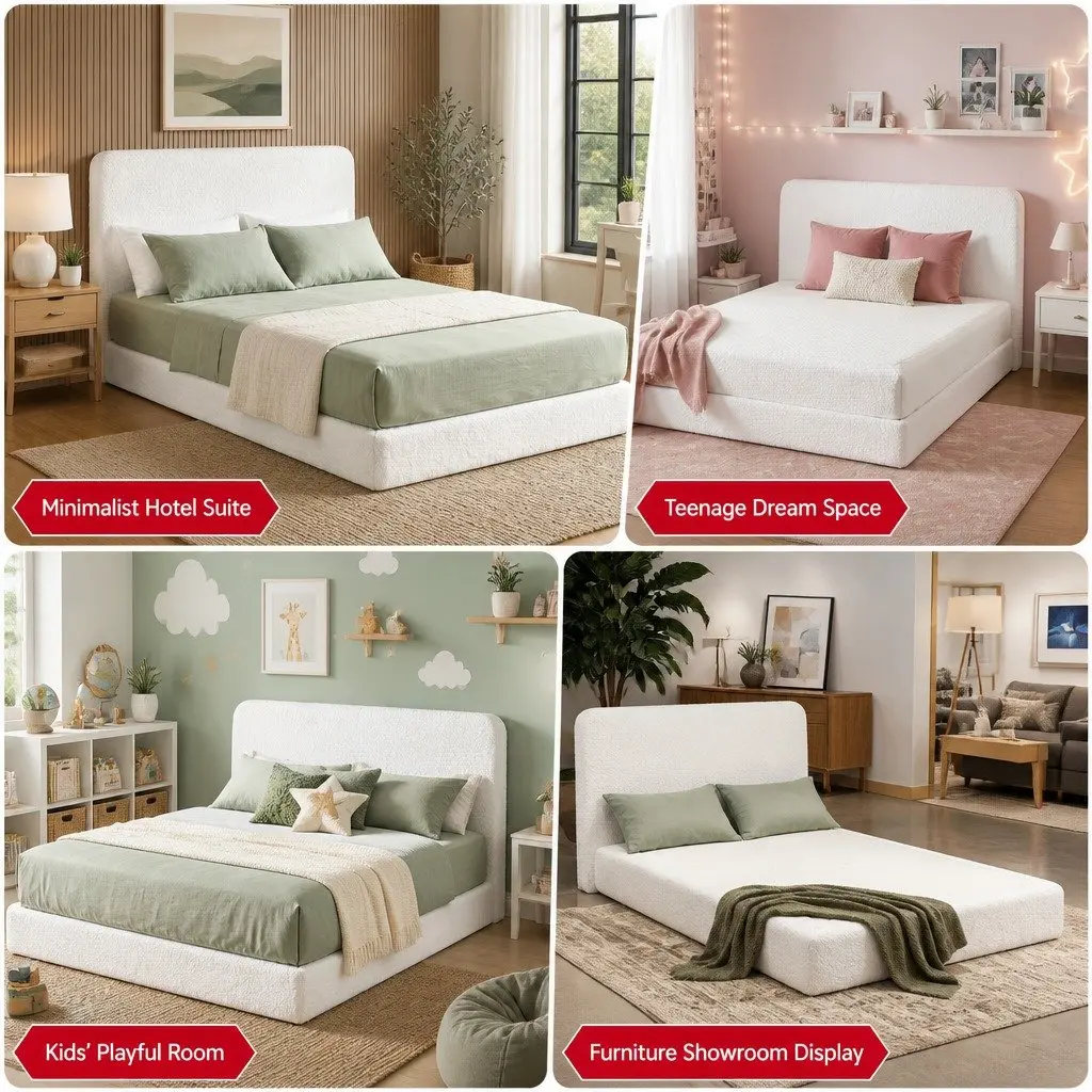 Queen Bed Frame with Washable Cover