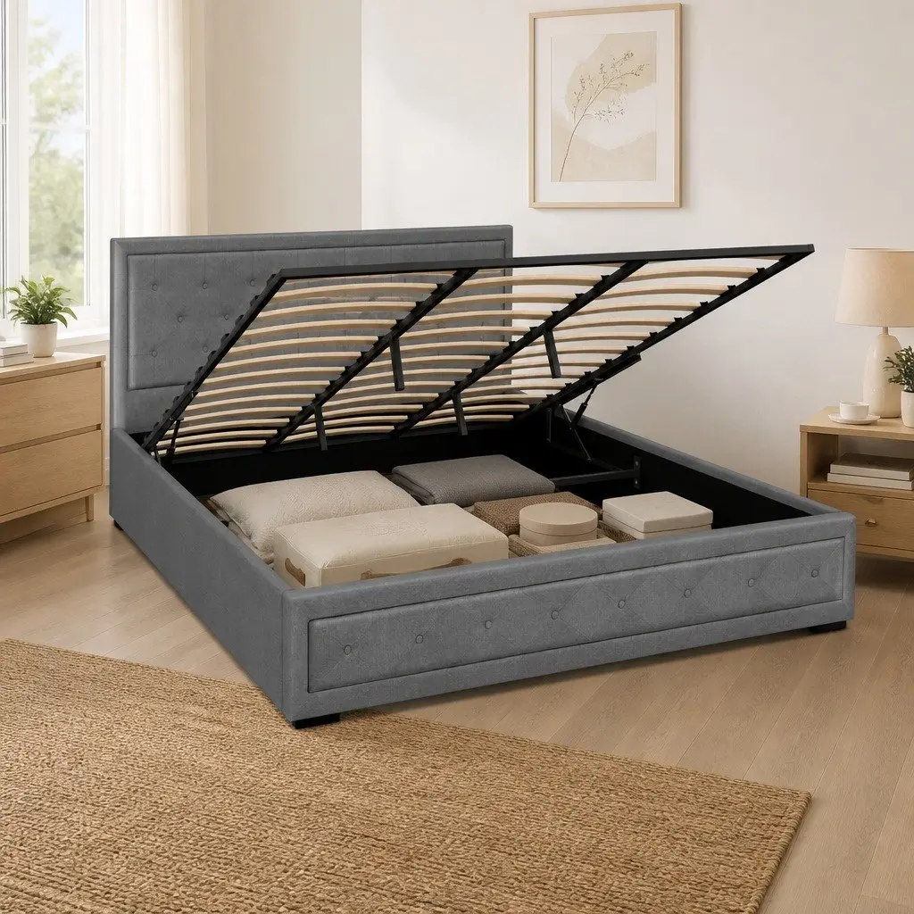 King Size Gas Lift Bed Frame with Storage Options