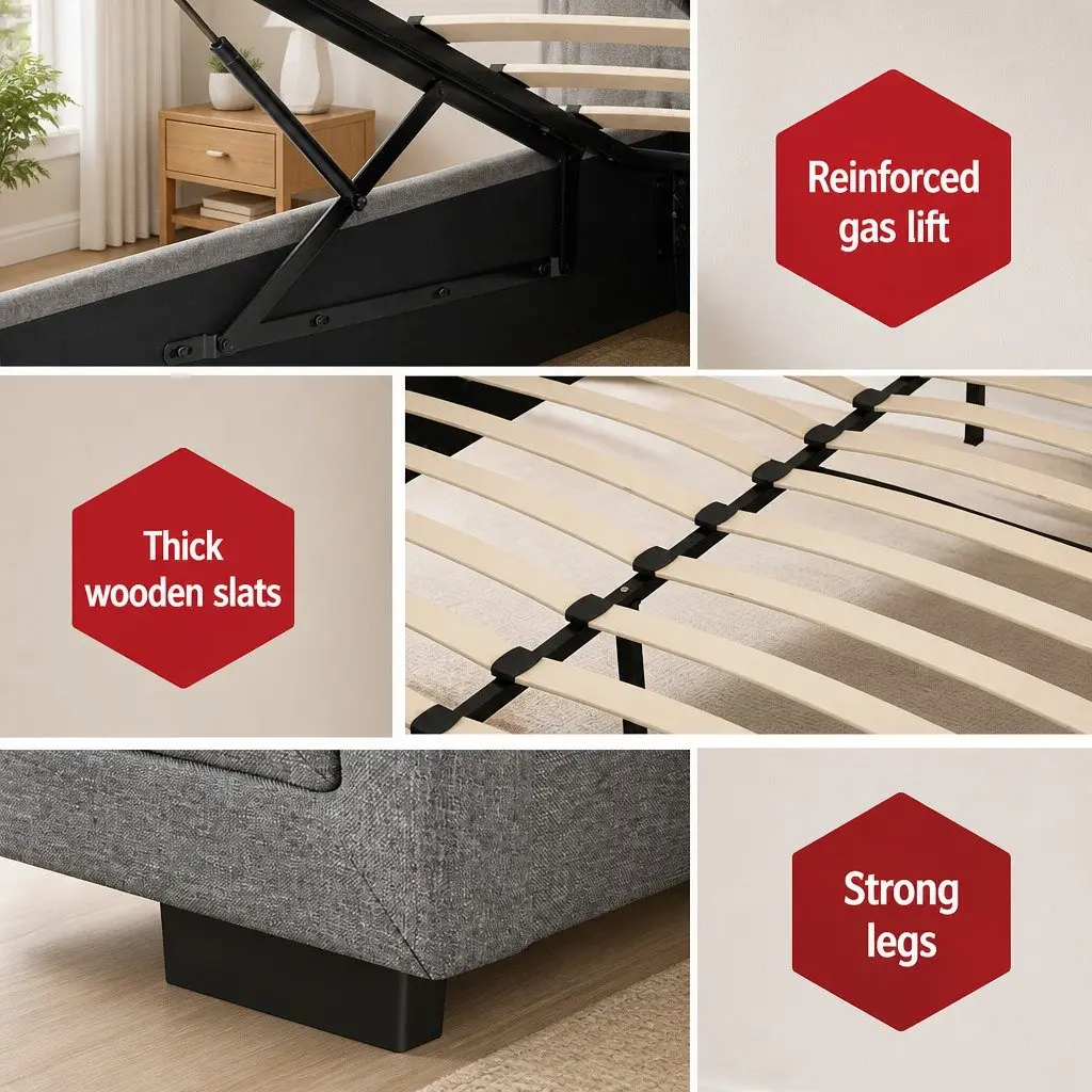 King Size Gas Lift Bed Frame with Storage Options