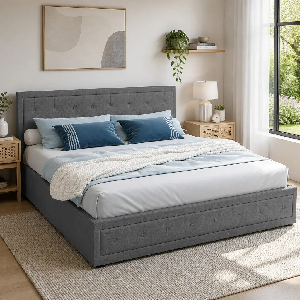 King Size Gas Lift Bed Frame with Storage Options