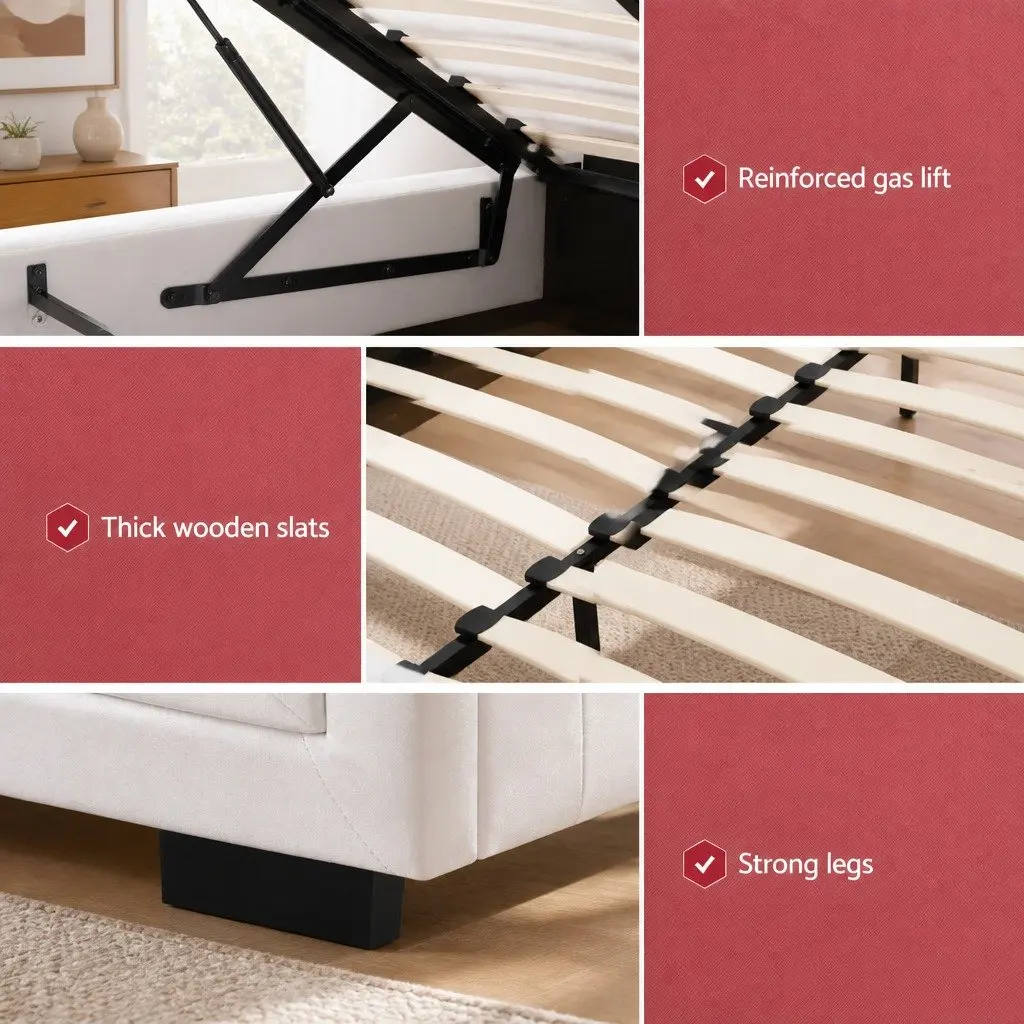 King Size Gas Lift Bed Frame with Storage