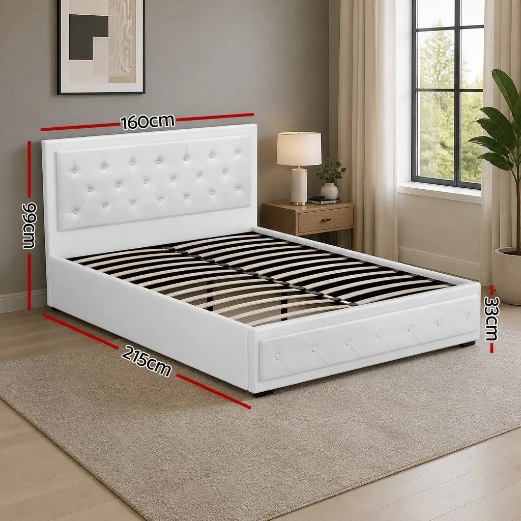 Queen Size Gas Lift Bed Frame with Ample Storage