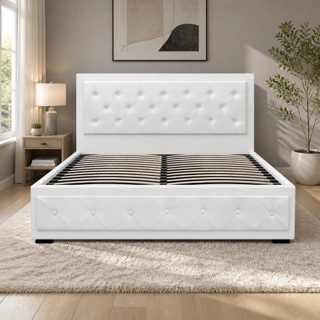 Queen Size Gas Lift Bed Frame with Ample Storage