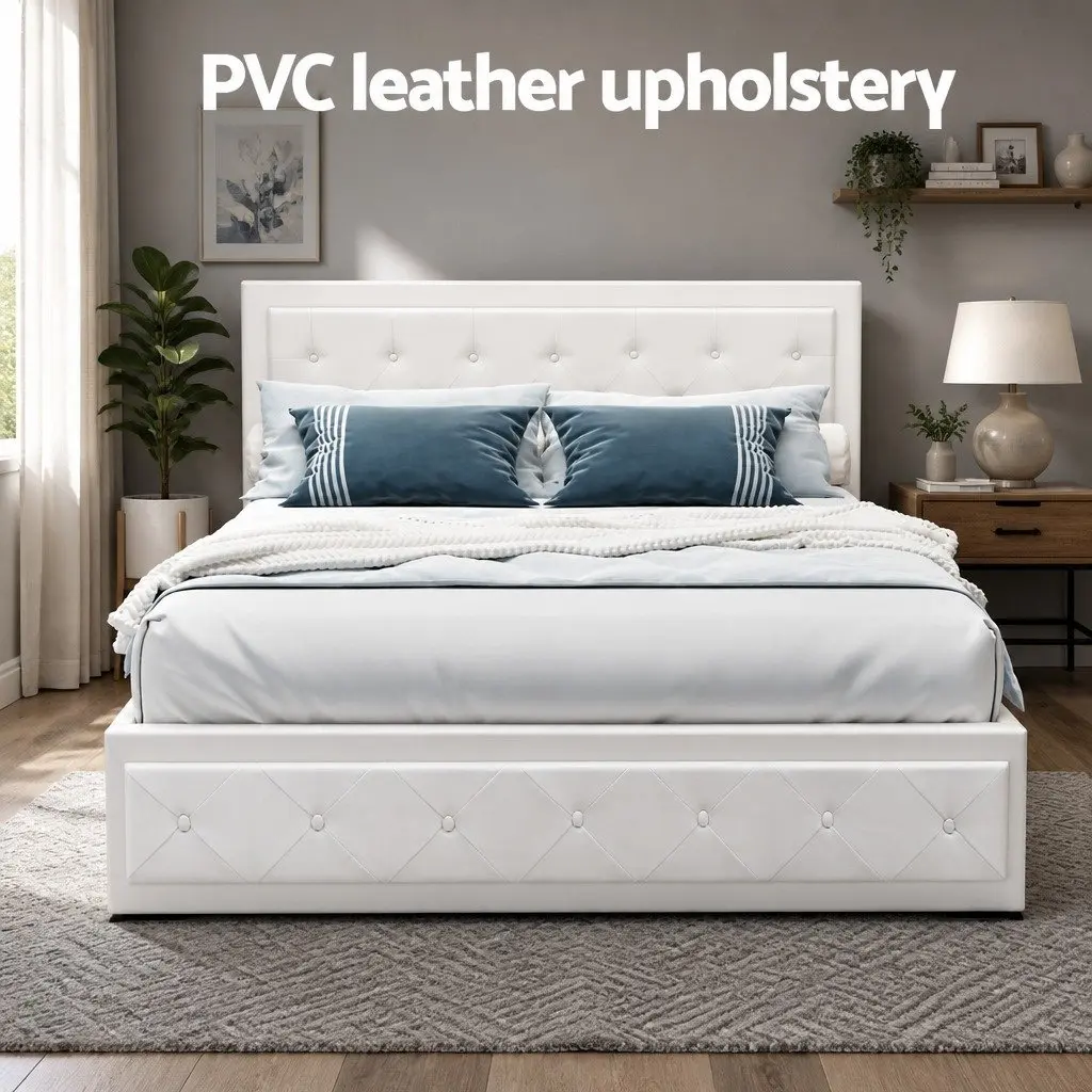 Queen Size Gas Lift Bed Frame with Ample Storage
