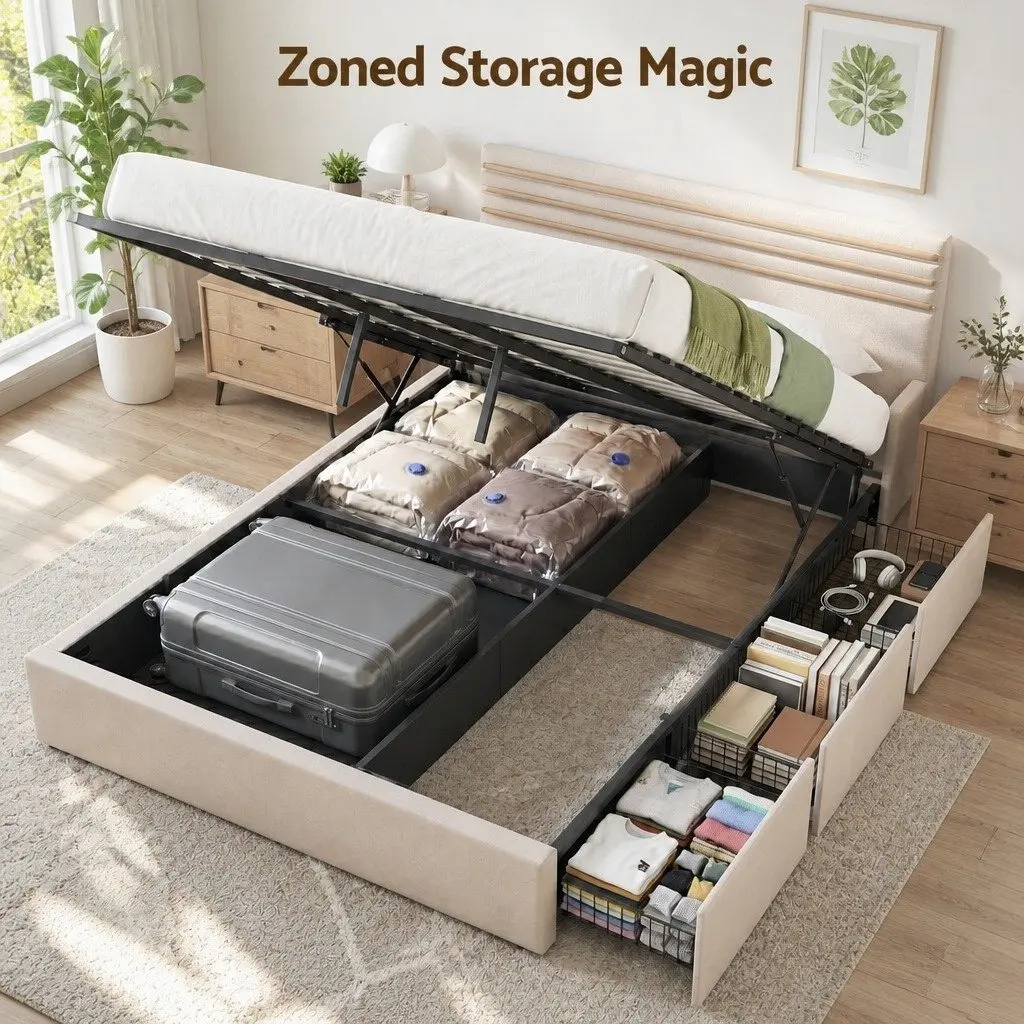 Queen Bed Frame with Thoughtful Storage Solutions