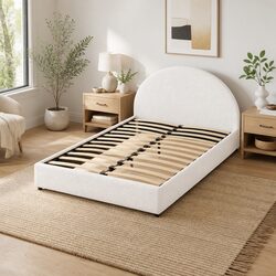 Queen Gas Lift Storage Bed Frame Boucle Upholstered Padded Platform Base
