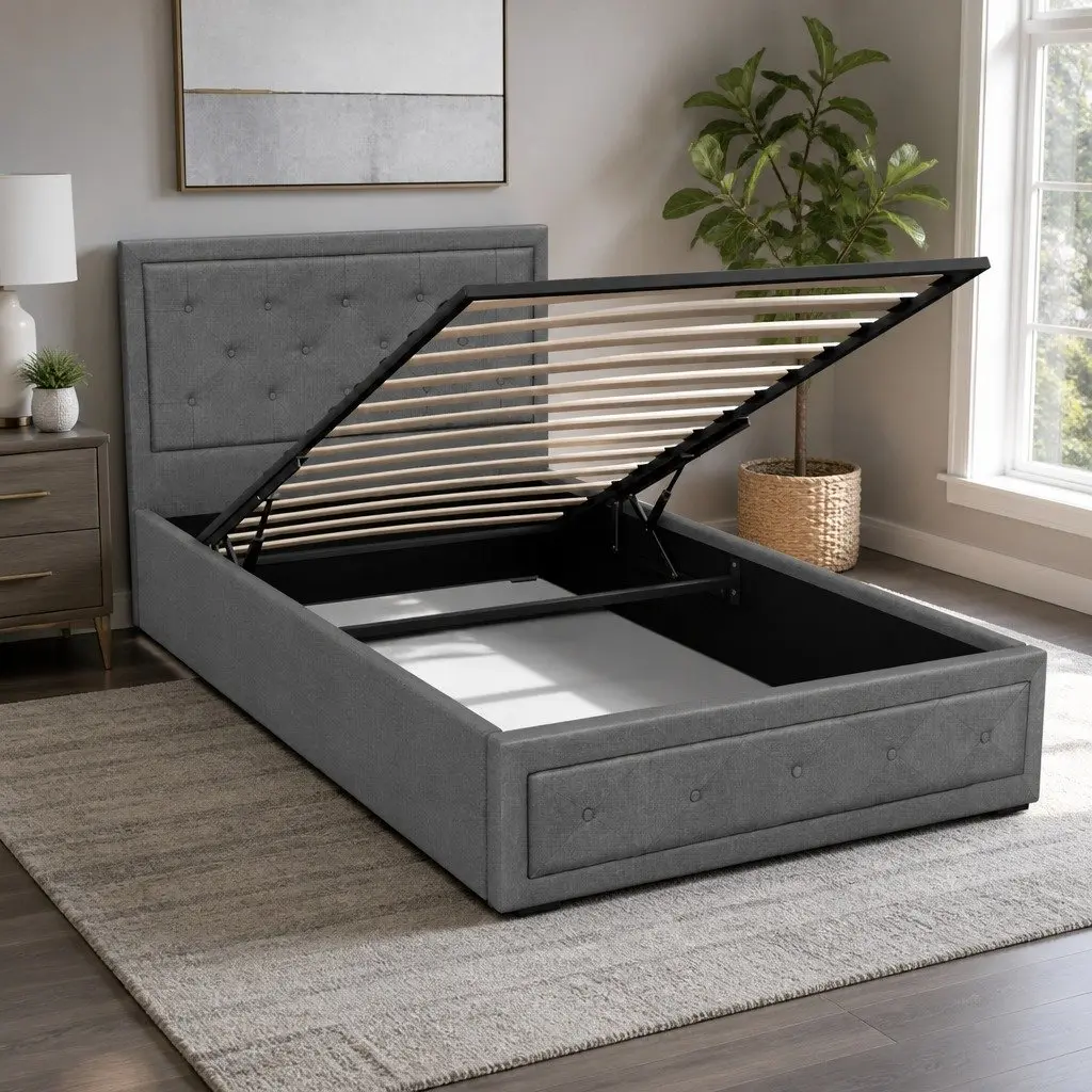 King Single Bed Frame with Ample Storage