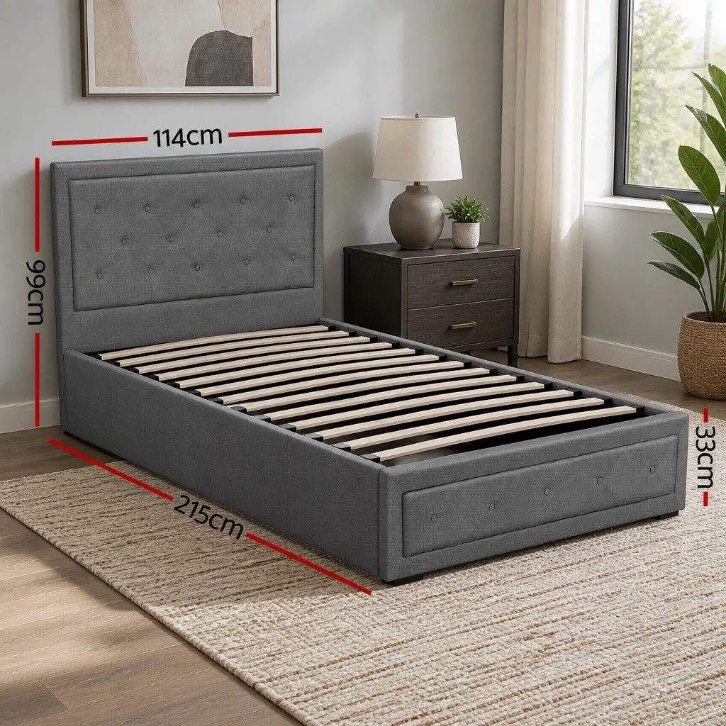 King Single Bed Frame with Ample Storage