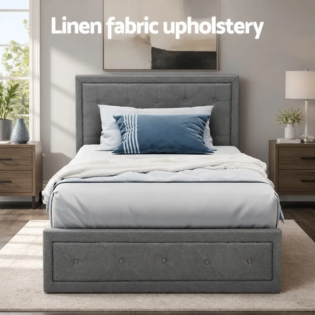 King Single Bed Frame with Ample Storage