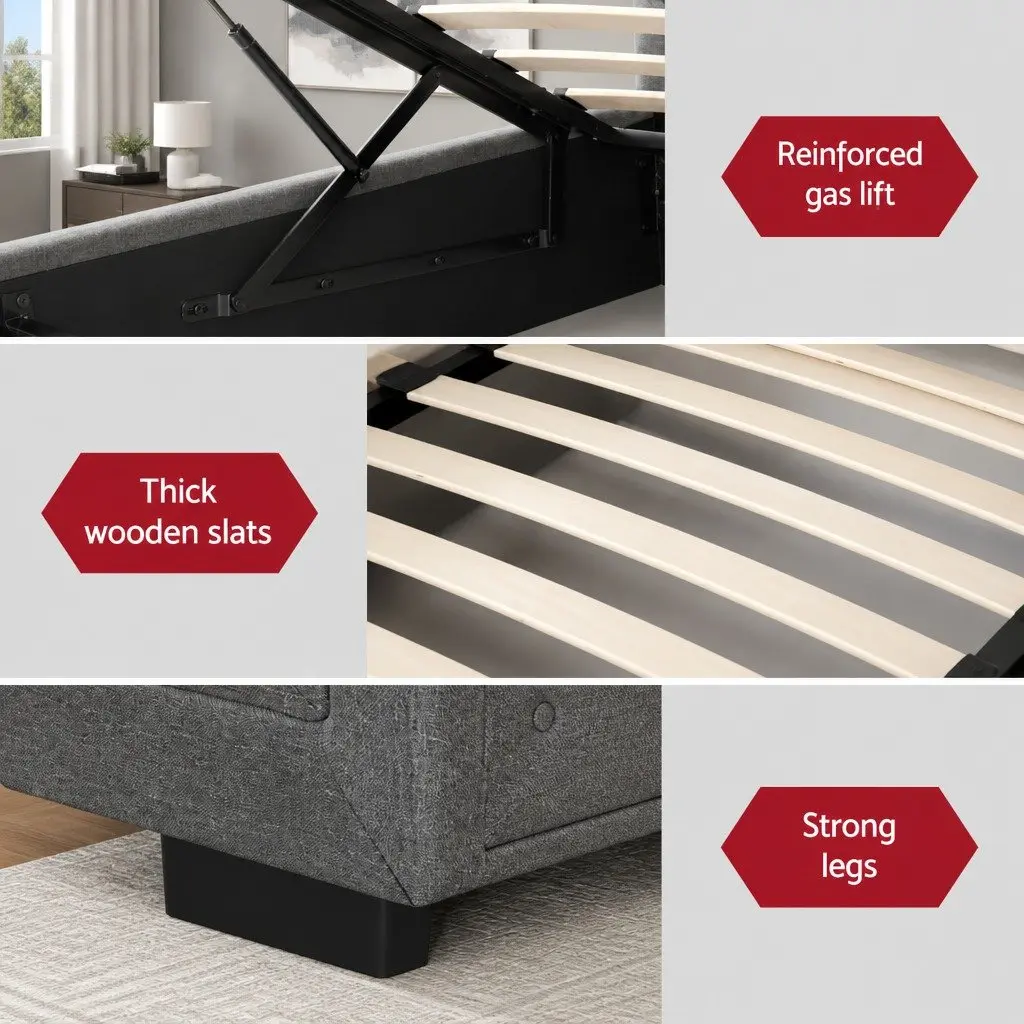 King Single Bed Frame with Ample Storage