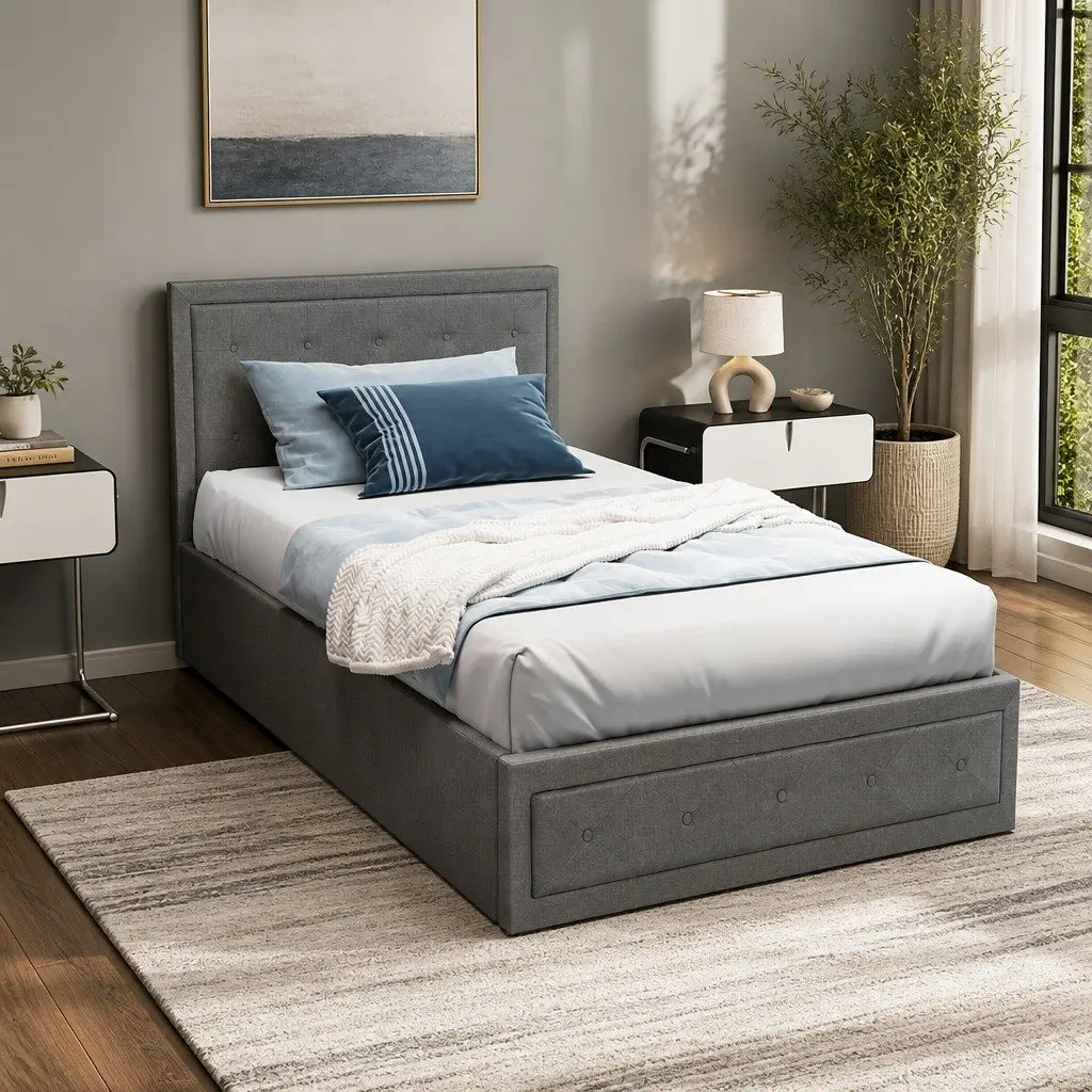 King Single Bed Frame with Ample Storage