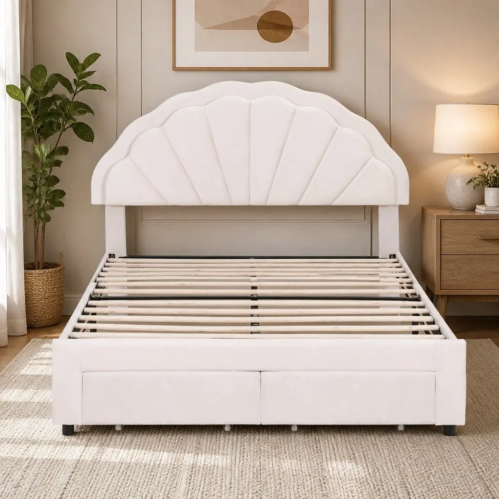 Double Bed Frame with Storage and LED Lighting