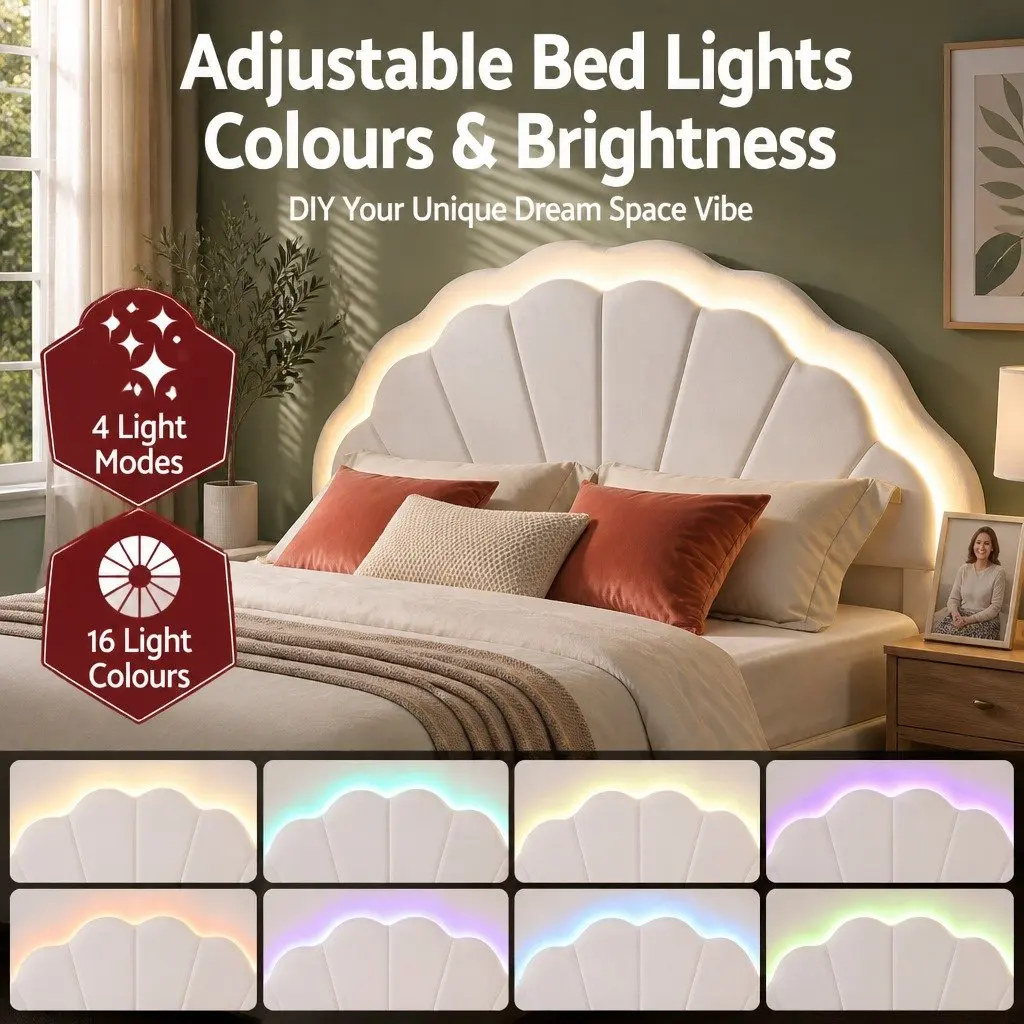 Double Bed Frame with Storage and LED Lighting