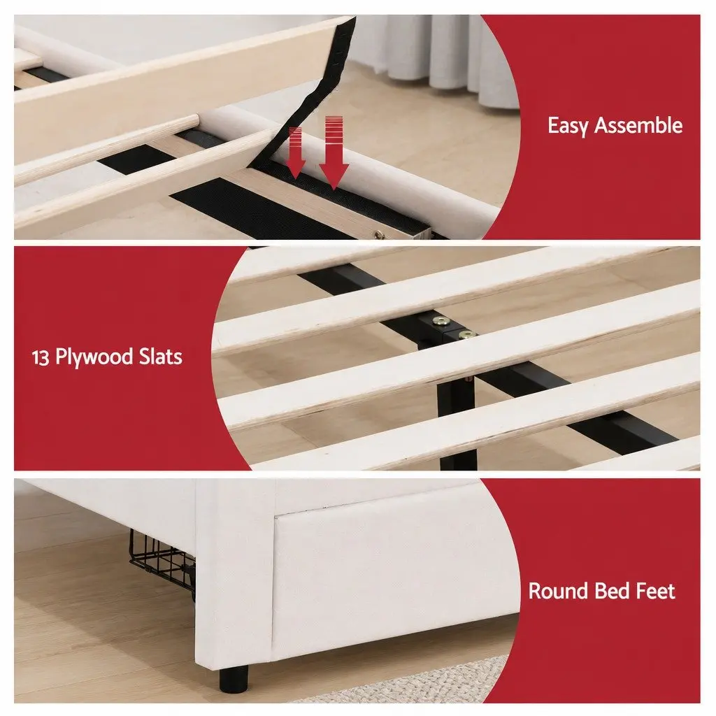 Double Bed Frame with Storage and LED Lighting