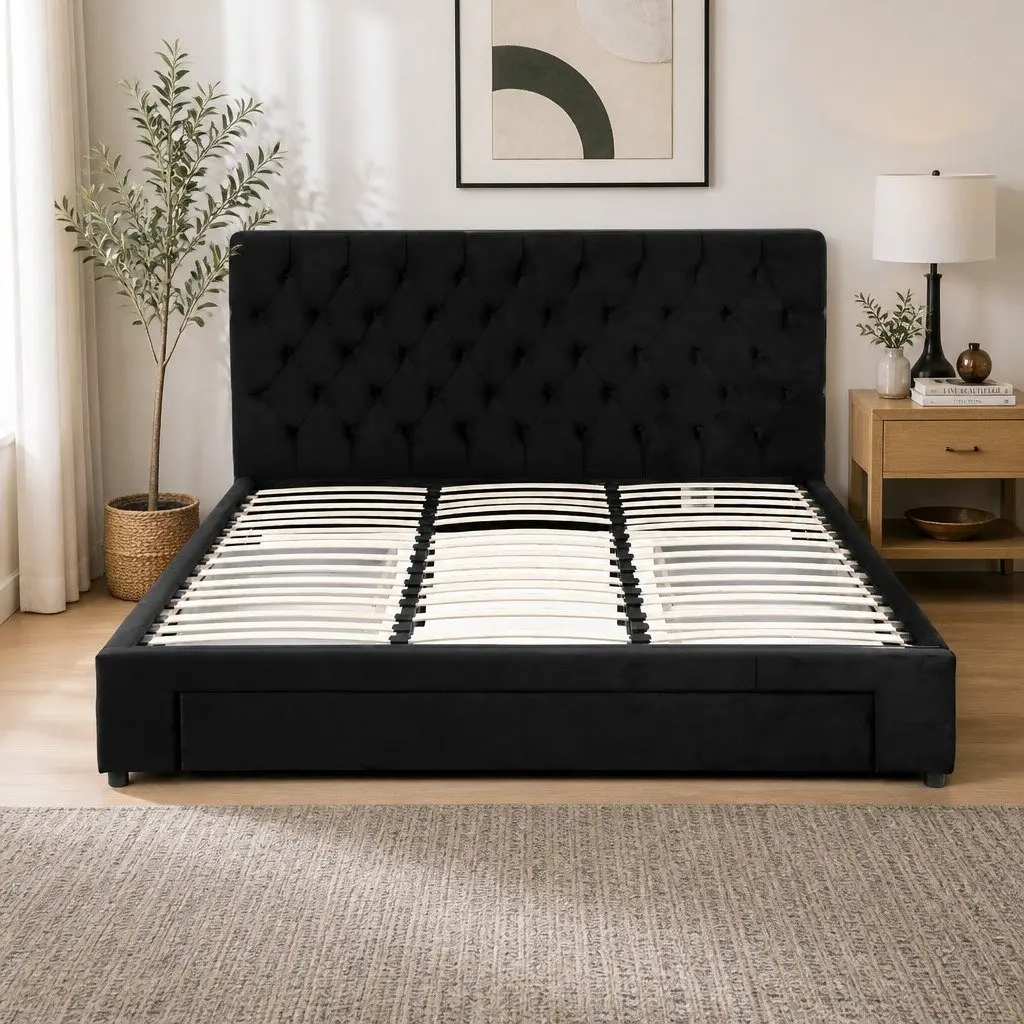 King Bed Frame with Integrated Charging & Storage