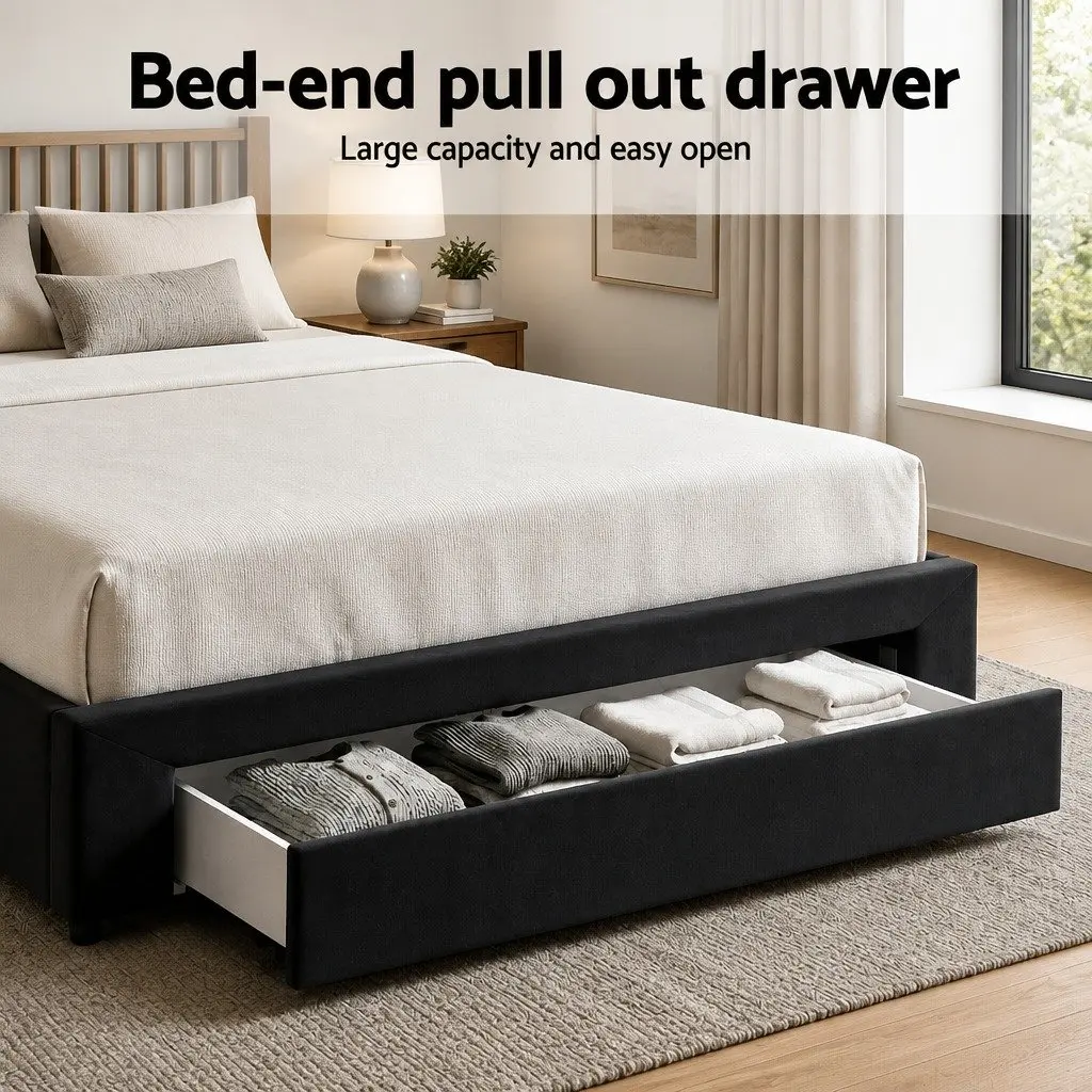 King Bed Frame with Integrated Charging & Storage