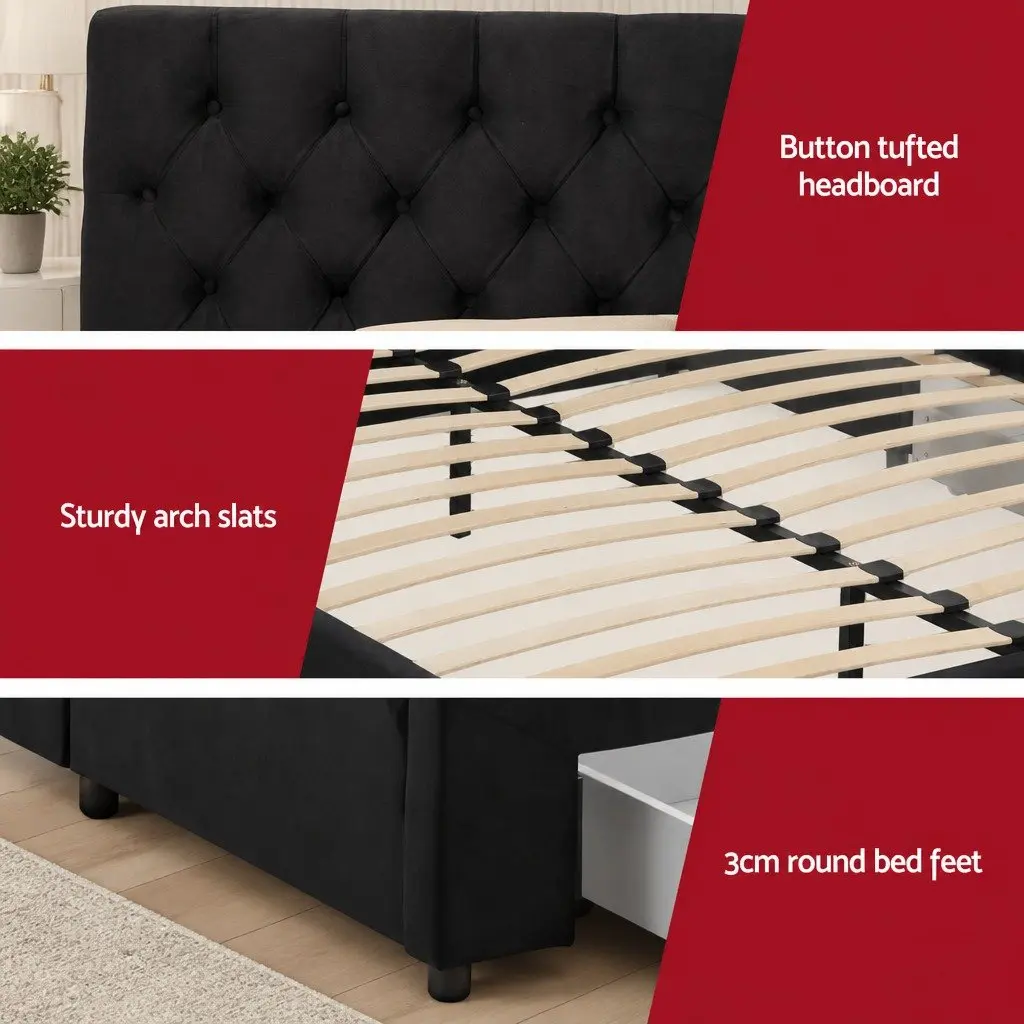King Bed Frame with Integrated Charging & Storage