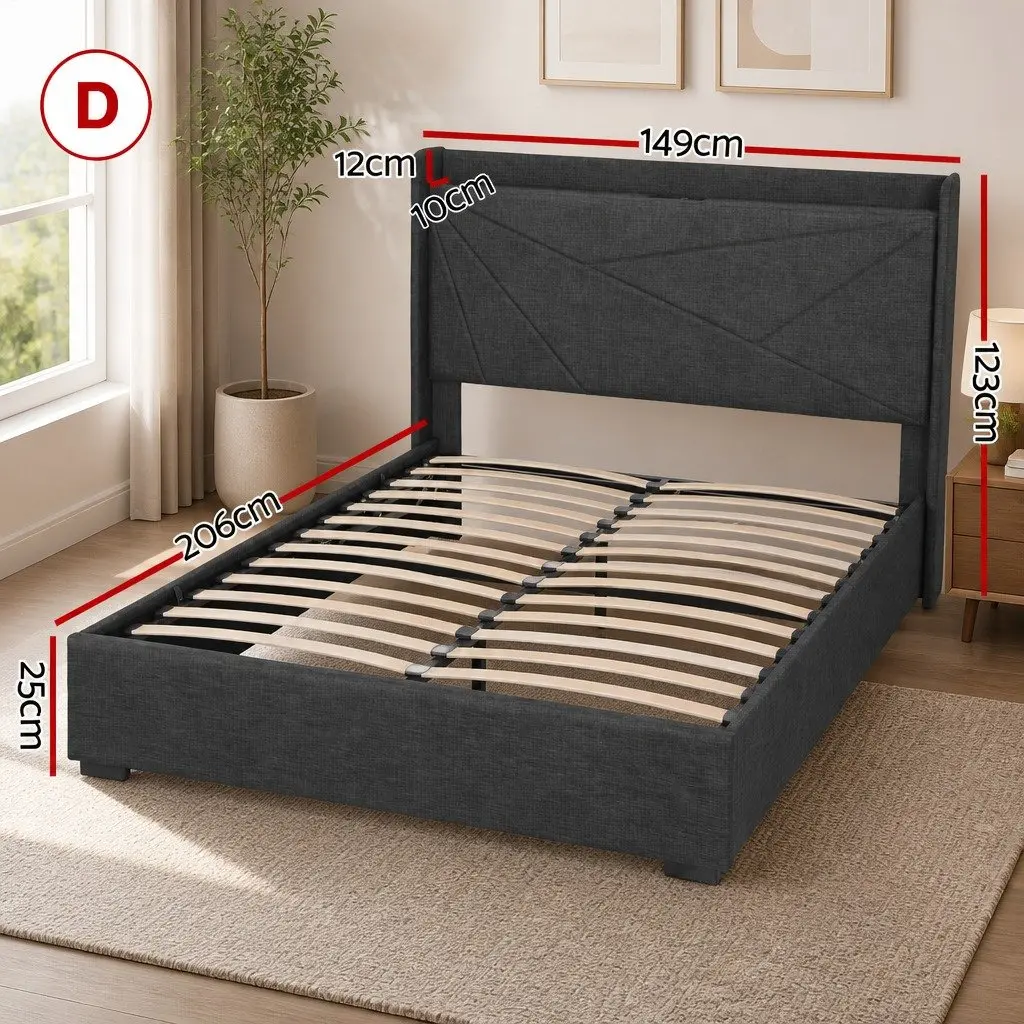 Double Bed Frame with Storage and Charging