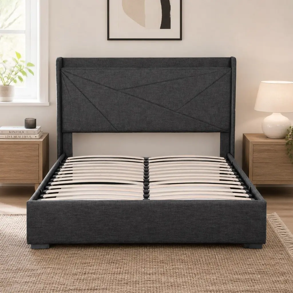 Double Bed Frame with Storage and Charging