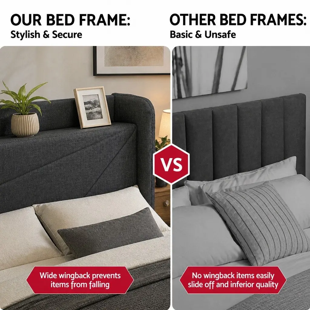 Double Bed Frame with Storage and Charging