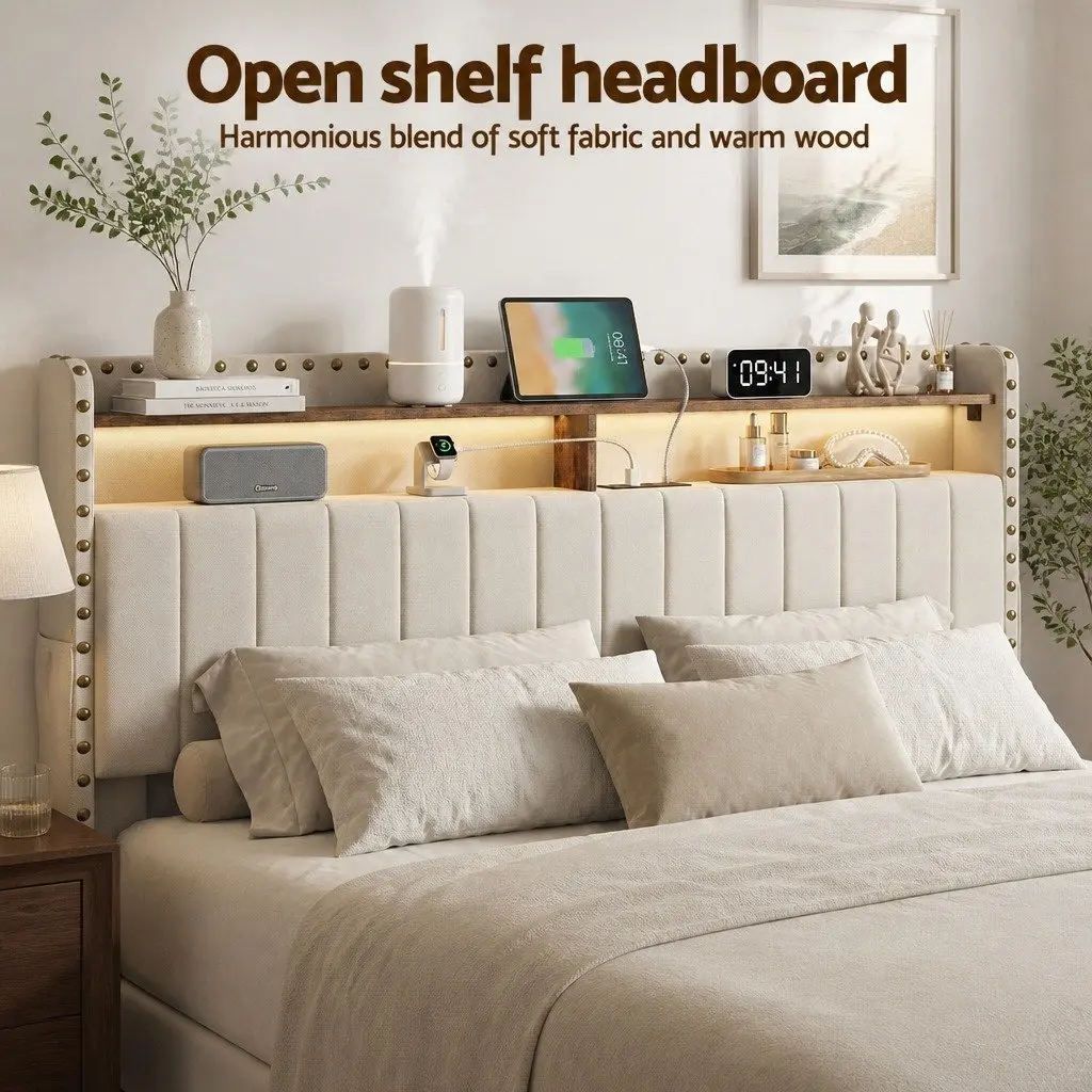 King Upholstered Bed Frame with Storage Options